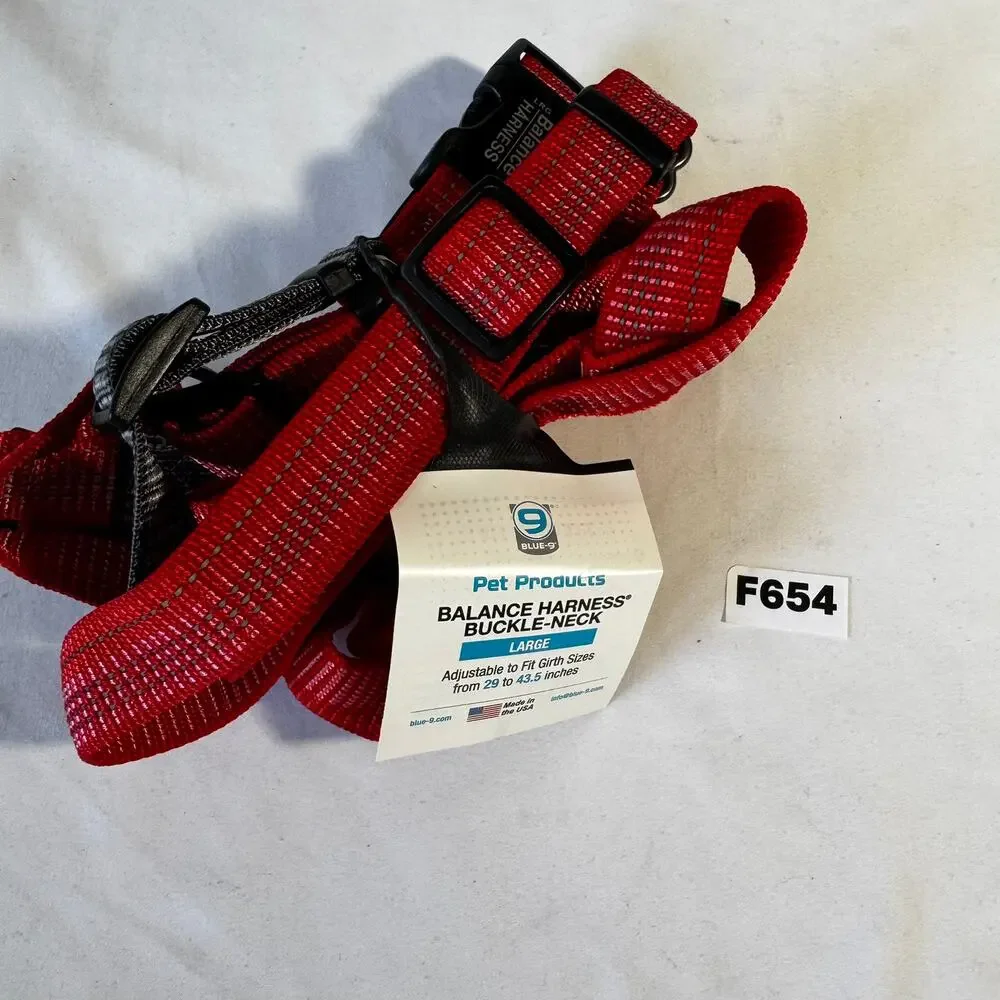 NEW Blue-9 Balance Harness Buckle-Neck Large Red Adjustable Dog Harness